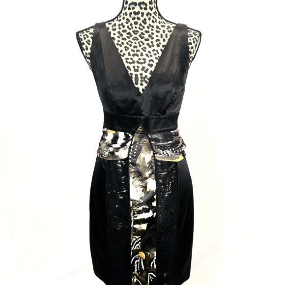 NWT ; Sophisticated, alluring and classic Bebe Sleeveless Deep V-Neck Dress. - Picture 3 of 8